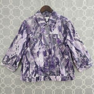 Chico's Linen Blend Snake Printed Women's Blazer 2/ L